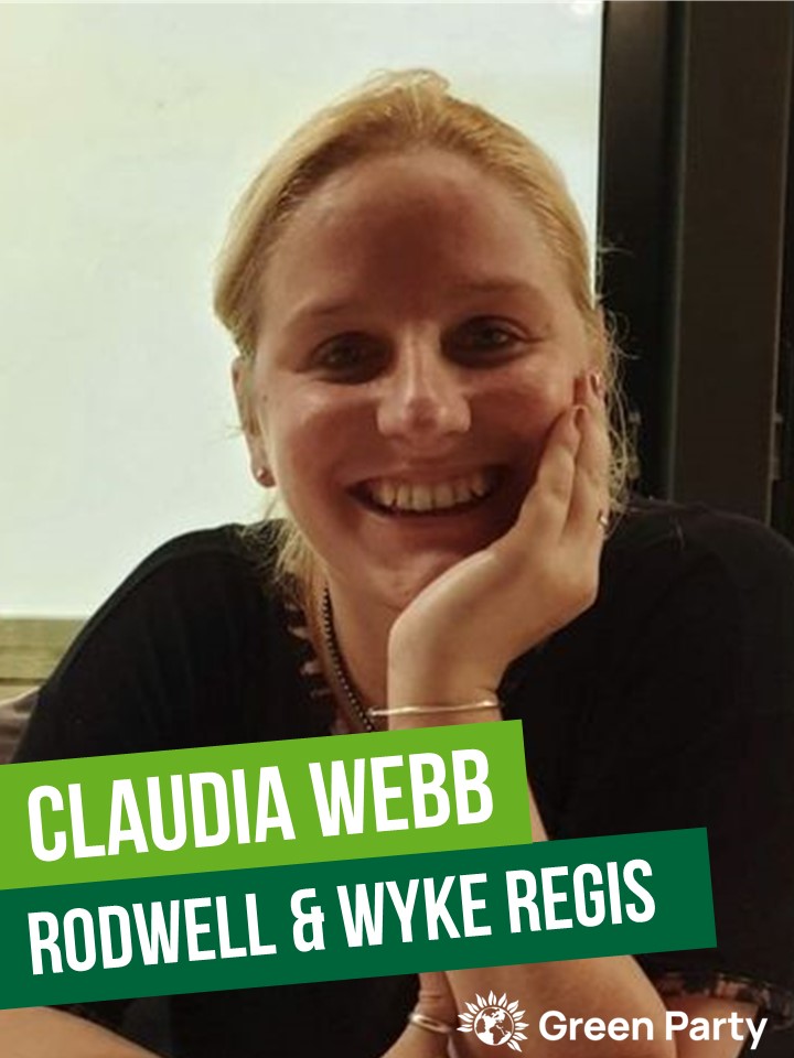 Claudia Webb is a Green Party candidate for Rodwell and Wyke in the Dorset Council local elections on May 2nd