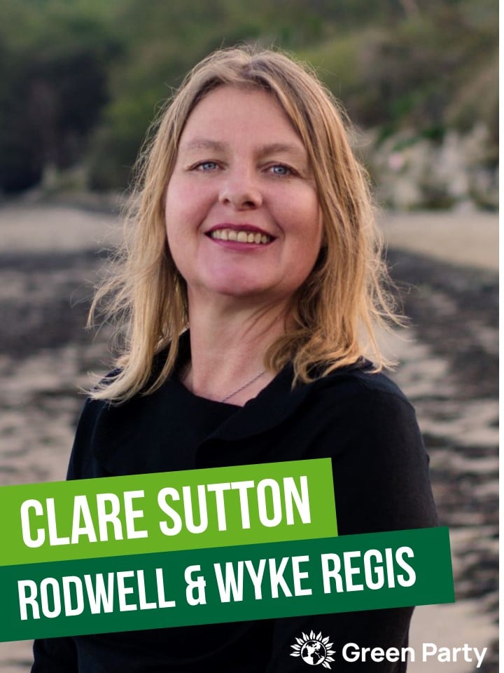 Clare Sutton is a Green Party candidate for Rodwell and Wyke in the Dorset Council local elections on May 2nd