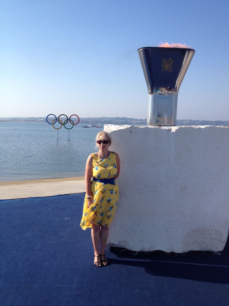 Helen in bright sunshine at the 2012 Olympics