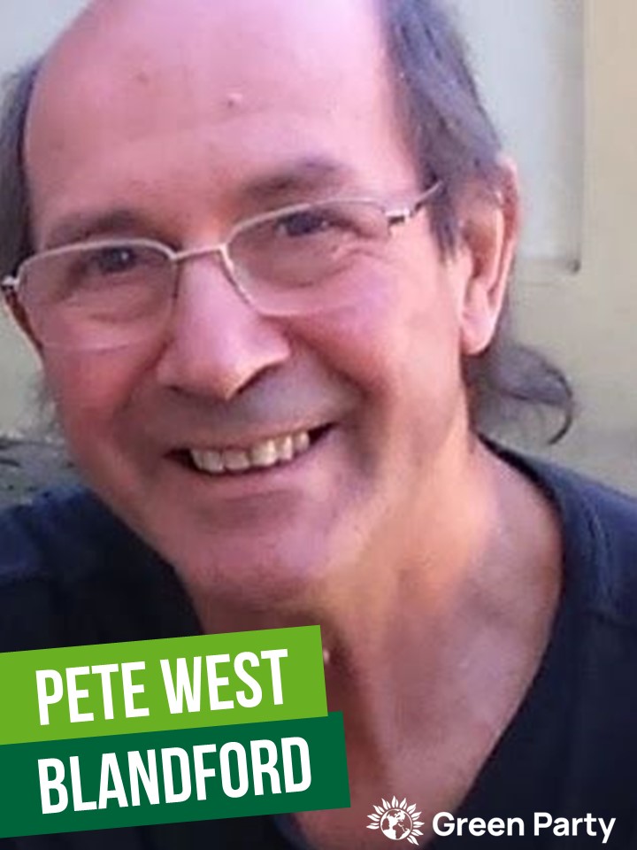 Pete West is a Green Party candidate for Blandford in the Dorset Council local elections on May 2nd