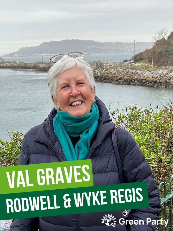 Val Graves is a Green Party candidate for Rodwell and Wyke in the Dorset Council local elections on May 2nd